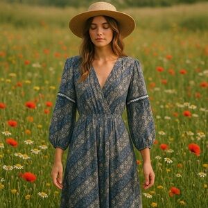 California Moonrise Boho Floral Maxi Dress | Free-Flowing Wildflower Aesthetic